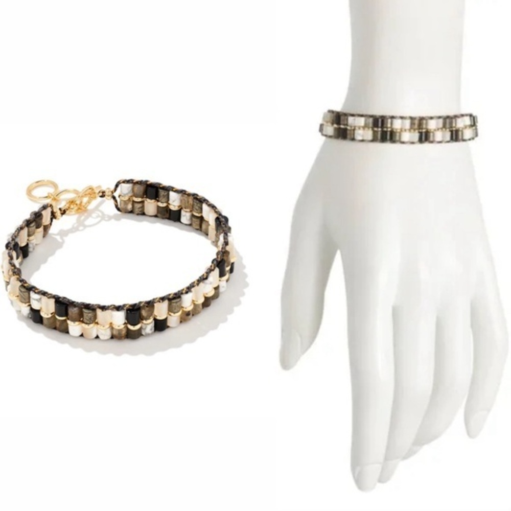KENDRA SCOTT Bree Gold Beaded Bracelet in Neutral Mix NWT